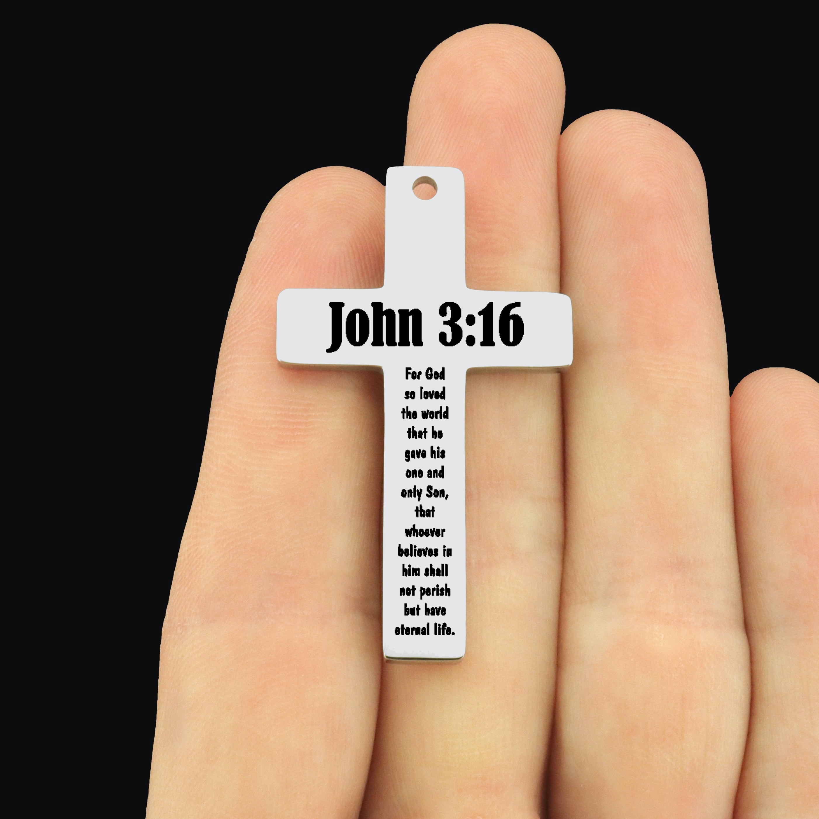 John 3:16 Stainless Steel Large Cross Charms - BFS049S-8855