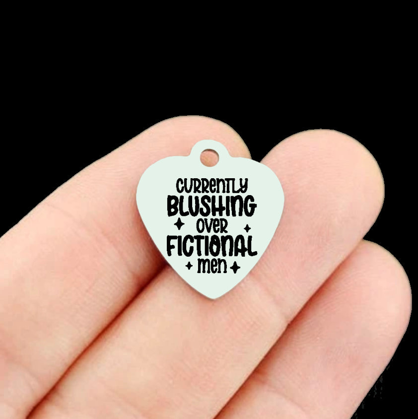 Currently Blushing over Fictional Men Stainless Steel Heart Charms