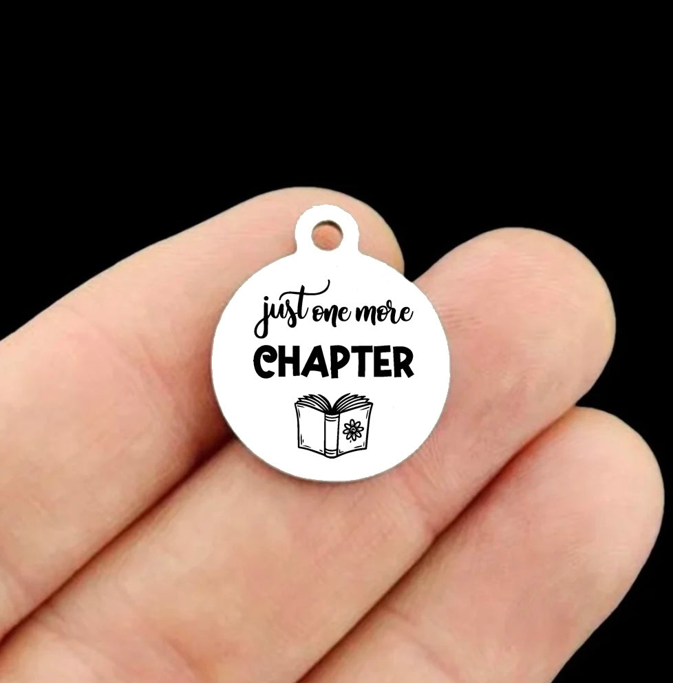 Just One More Chapter Stainless Steel Round Charms