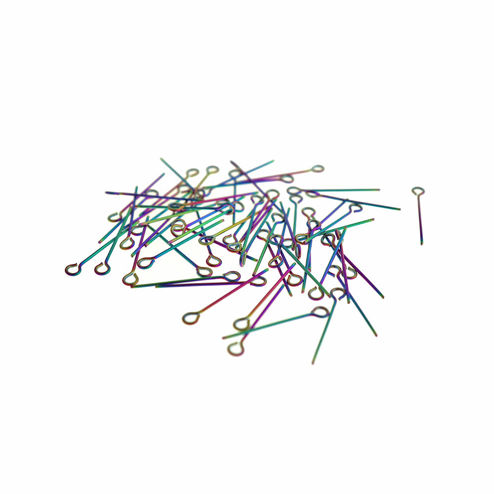 10 Hypoallergenic Rainbow Stainless Steel Eye Pins - 22 Gauge - Choose Your Length!