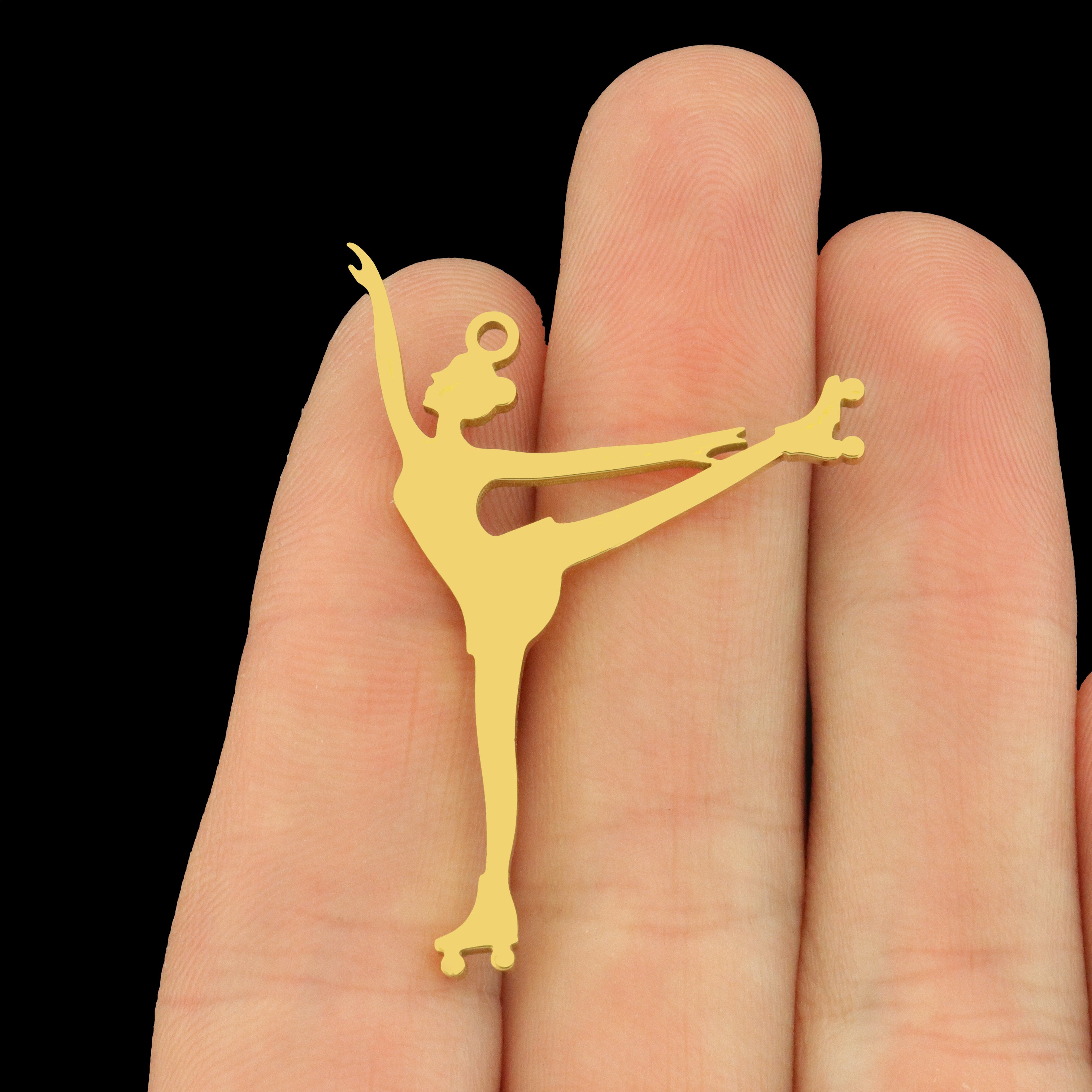 Roller Skater Stainless Steel Charms 2 Sided - Choose Your Tone!