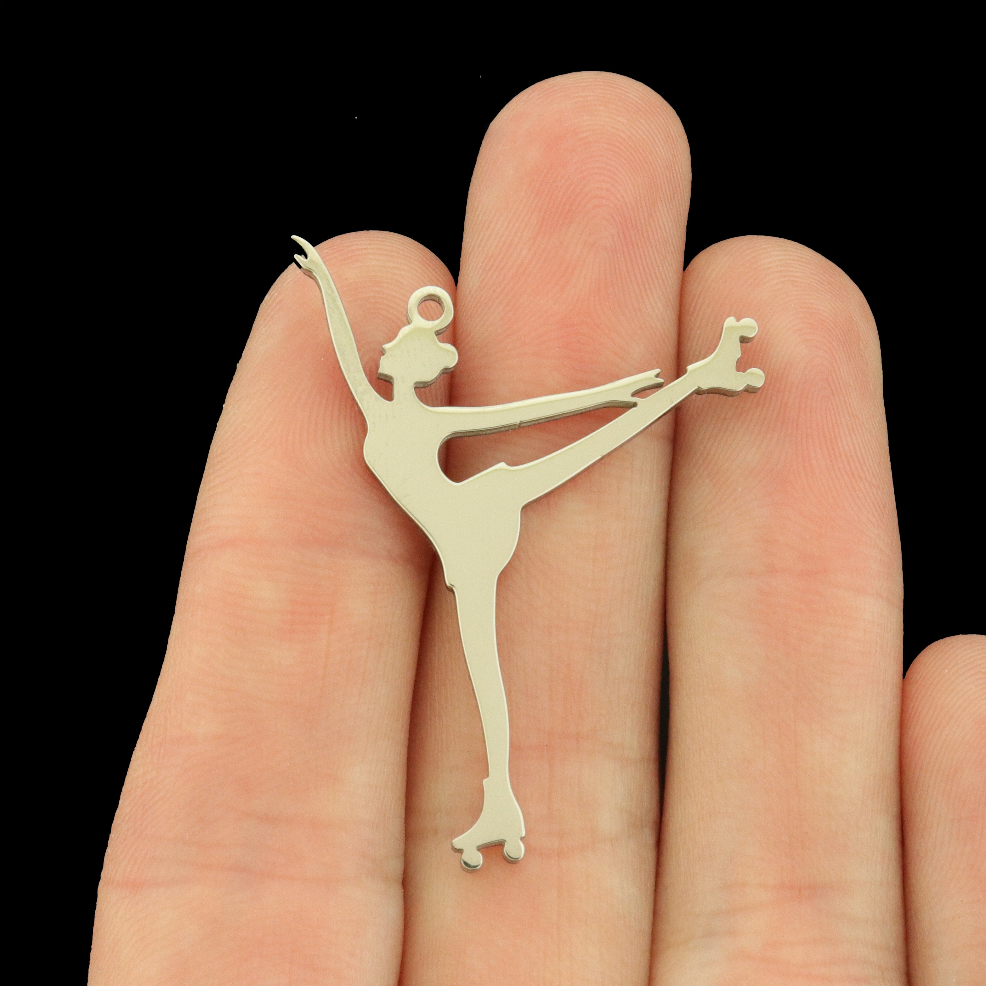 Roller Skater Stainless Steel Charms 2 Sided - Choose Your Tone!