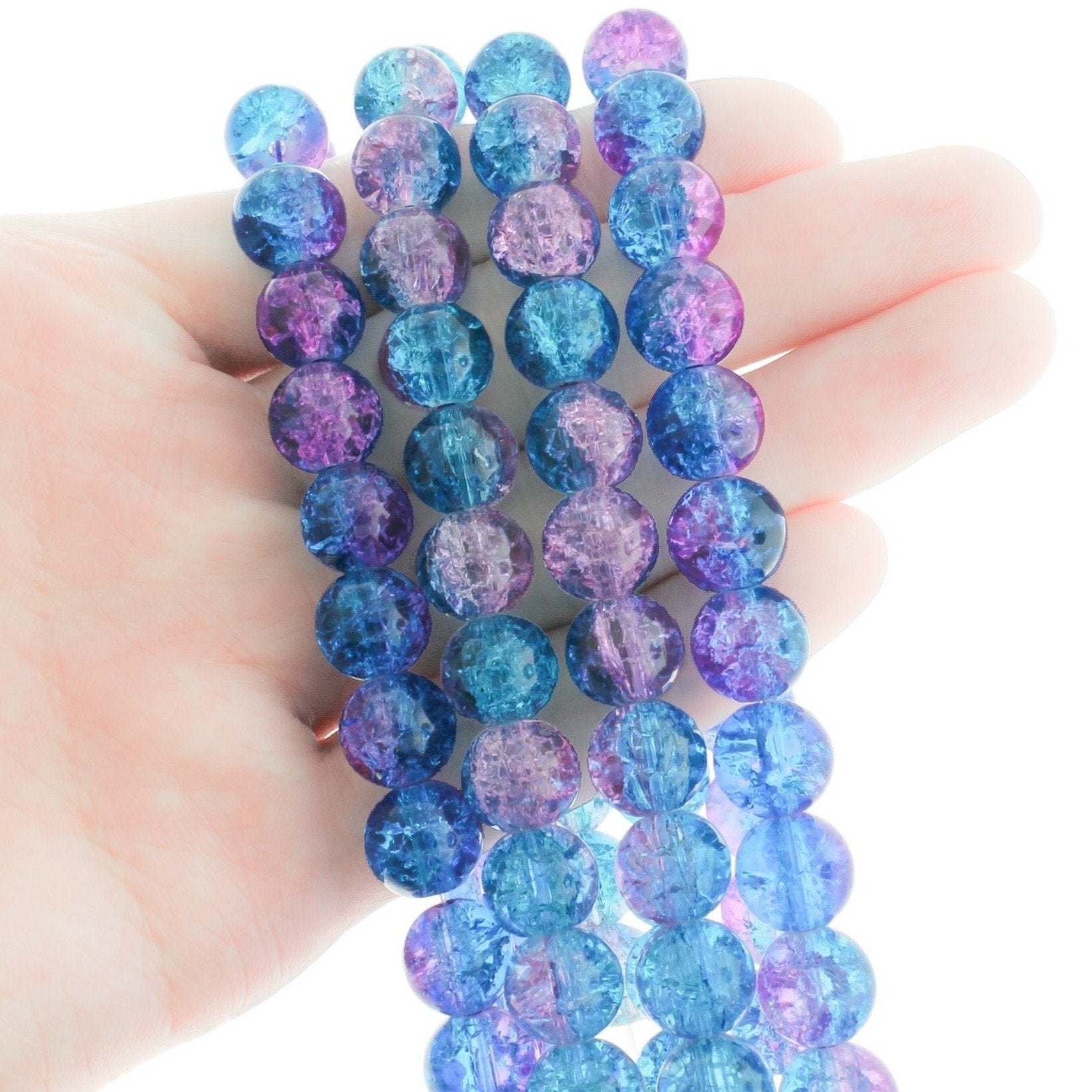 Round Crackle Glass Beads - 10mm - 1 Strand ~85 Beads - Choose Your Color!