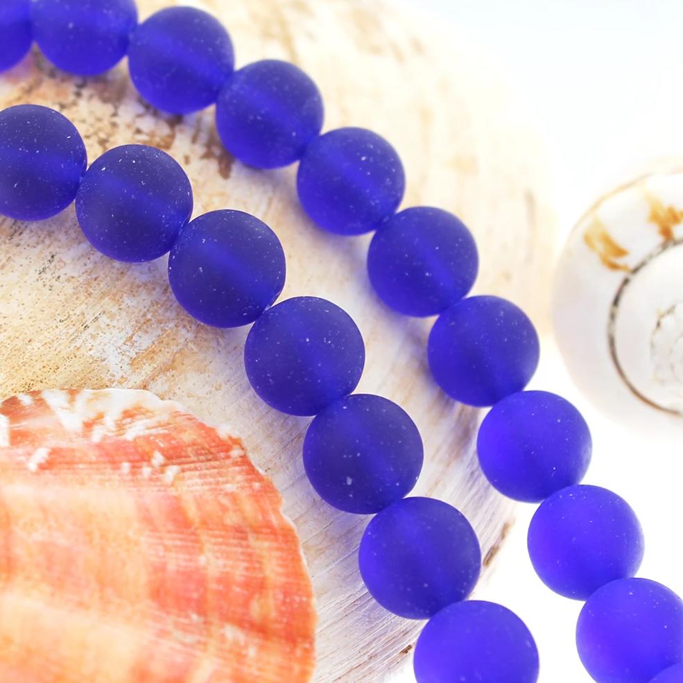 Round Cultured Sea Glass Beads - 10mm - 1 Strand 19 Beads - Choose Your Color!