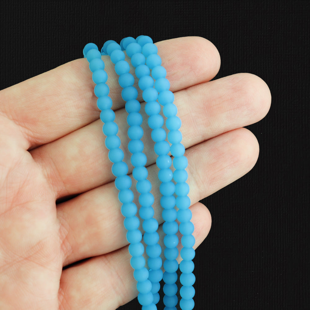 Round Cultured Sea Glass Beads - 4mm - 1 Strand 48 Beads - Choose Your Color!