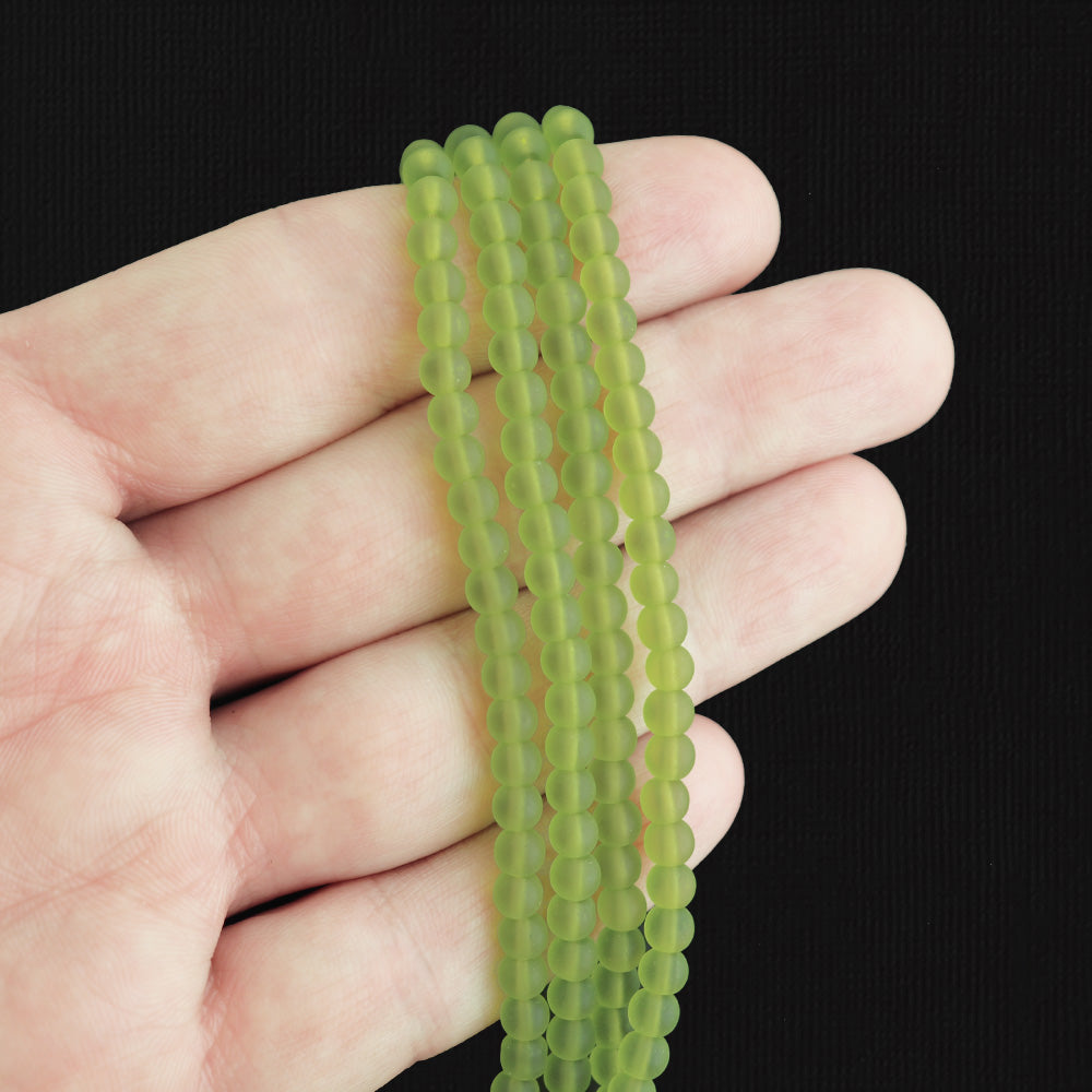 Round Cultured Sea Glass Beads - 4mm - 1 Strand 48 Beads - Choose Your Color!