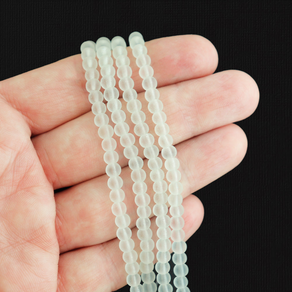 Round Cultured Sea Glass Beads - 4mm - 1 Strand 48 Beads - Choose Your Color!