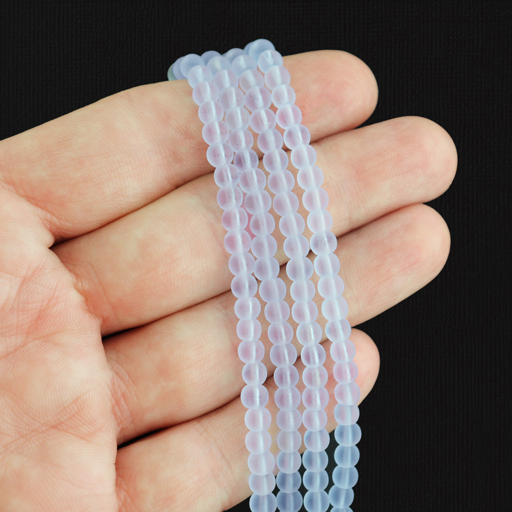 Round Cultured Sea Glass Beads - 4mm - 1 Strand 48 Beads - Choose Your Color!