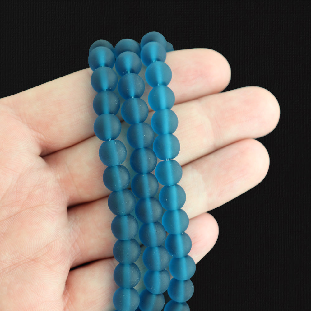 Round Cultured Sea Glass Beads - 8mm - 1 Strand 24 Beads - Choose Your Color!