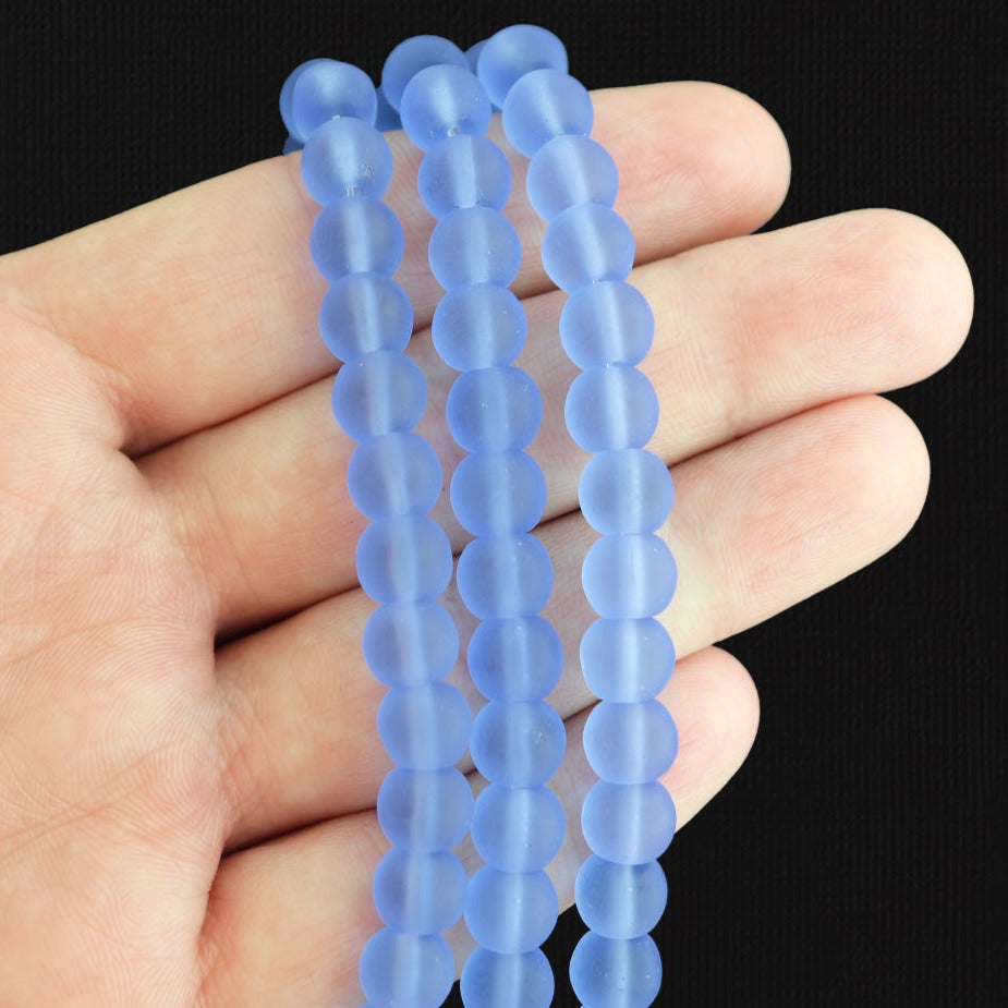 Round Cultured Sea Glass Beads - 8mm - Frosted - 1 Strand 24 Beads - Choose Your Color!