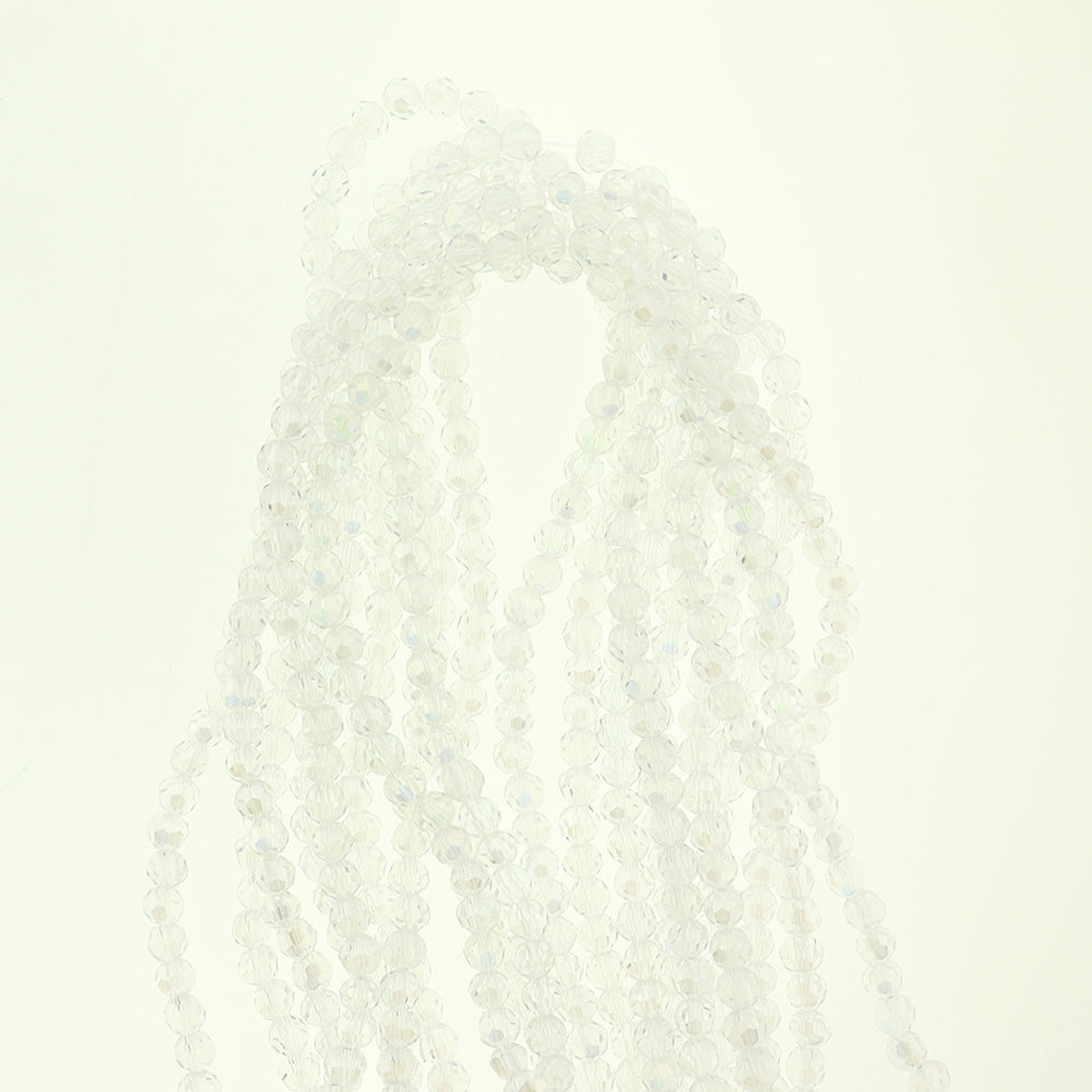 Perles de verre rondes 3mm - 4mm - Choisissez votre taille - Argent métallique - 1 brin complet - BD2473