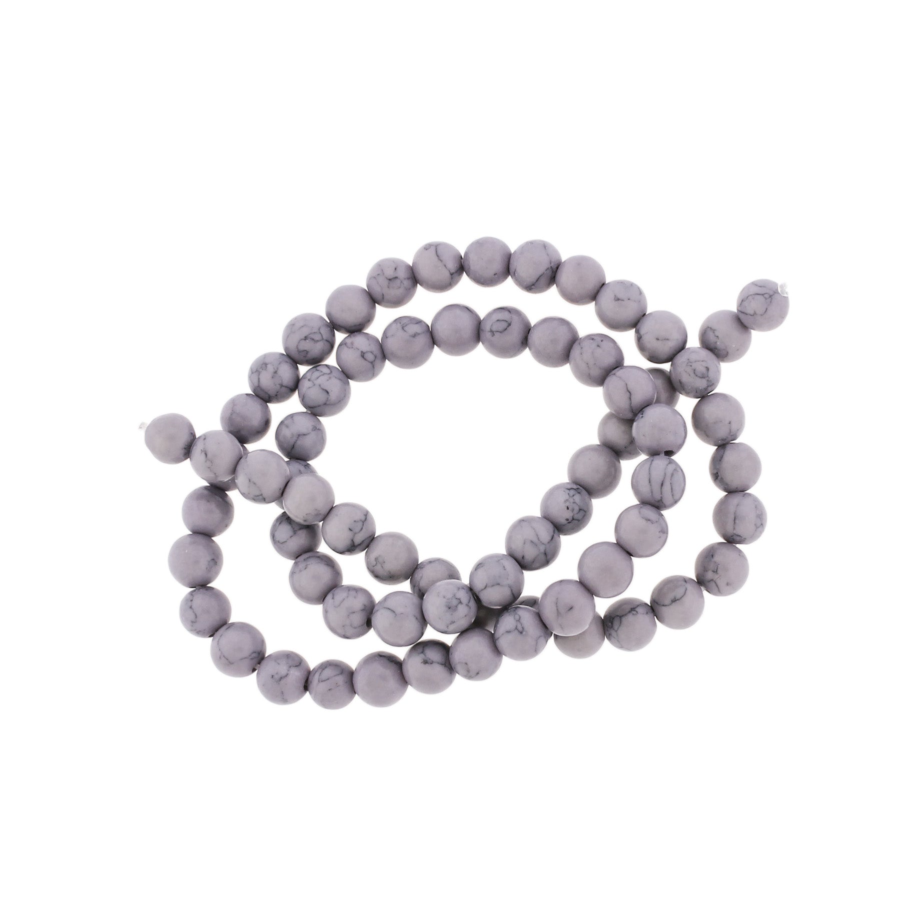 Round Imitation Gemstone Beads - Purple and Grey Veins - 1 Strand 67 Beads - Choose Your Size!