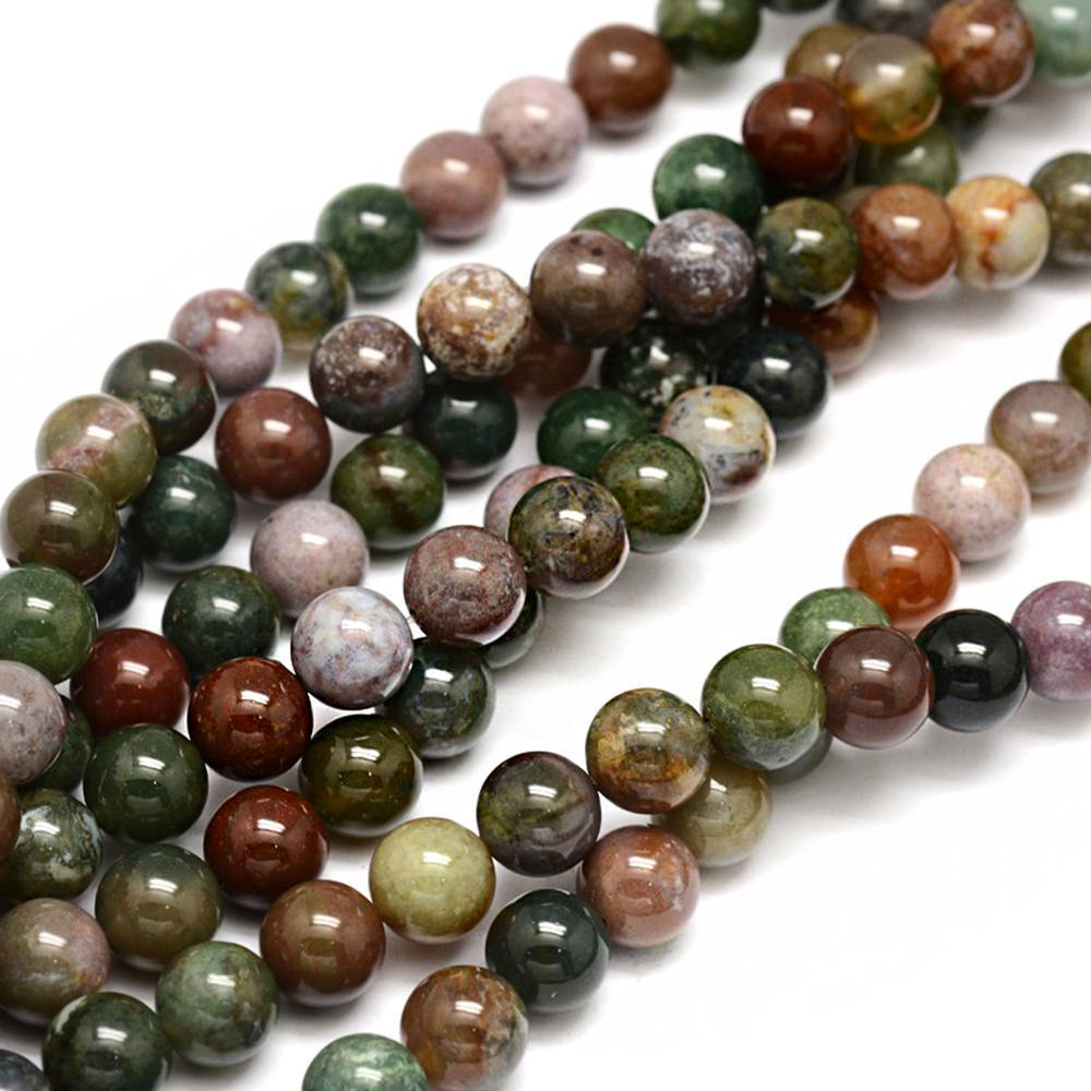 Round Indian Agate Beads - Earth Tones - 1 Strand - Choose Your Size!