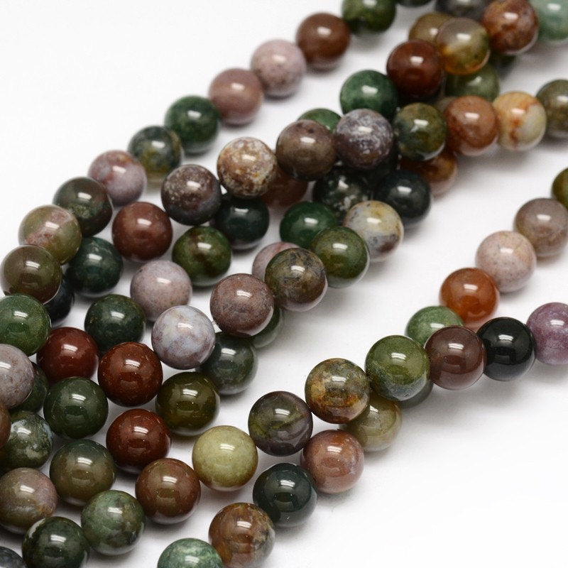 Round Indian Agate Beads - Earth Tones - 1 Strand - Choose Your Size!