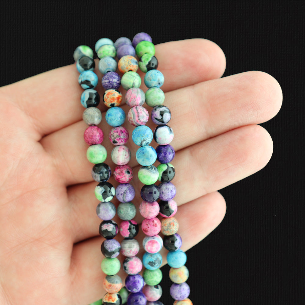 Round Natural Agate Beads - 6mm - Marble Colors - 1 Strand 60 Beads - Choose Your Color!