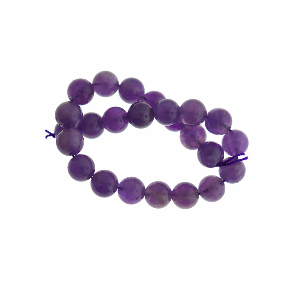 Perles rondes en améthyste naturelle 8mm - Violet intense - 1 fil de 22 perles - BD178