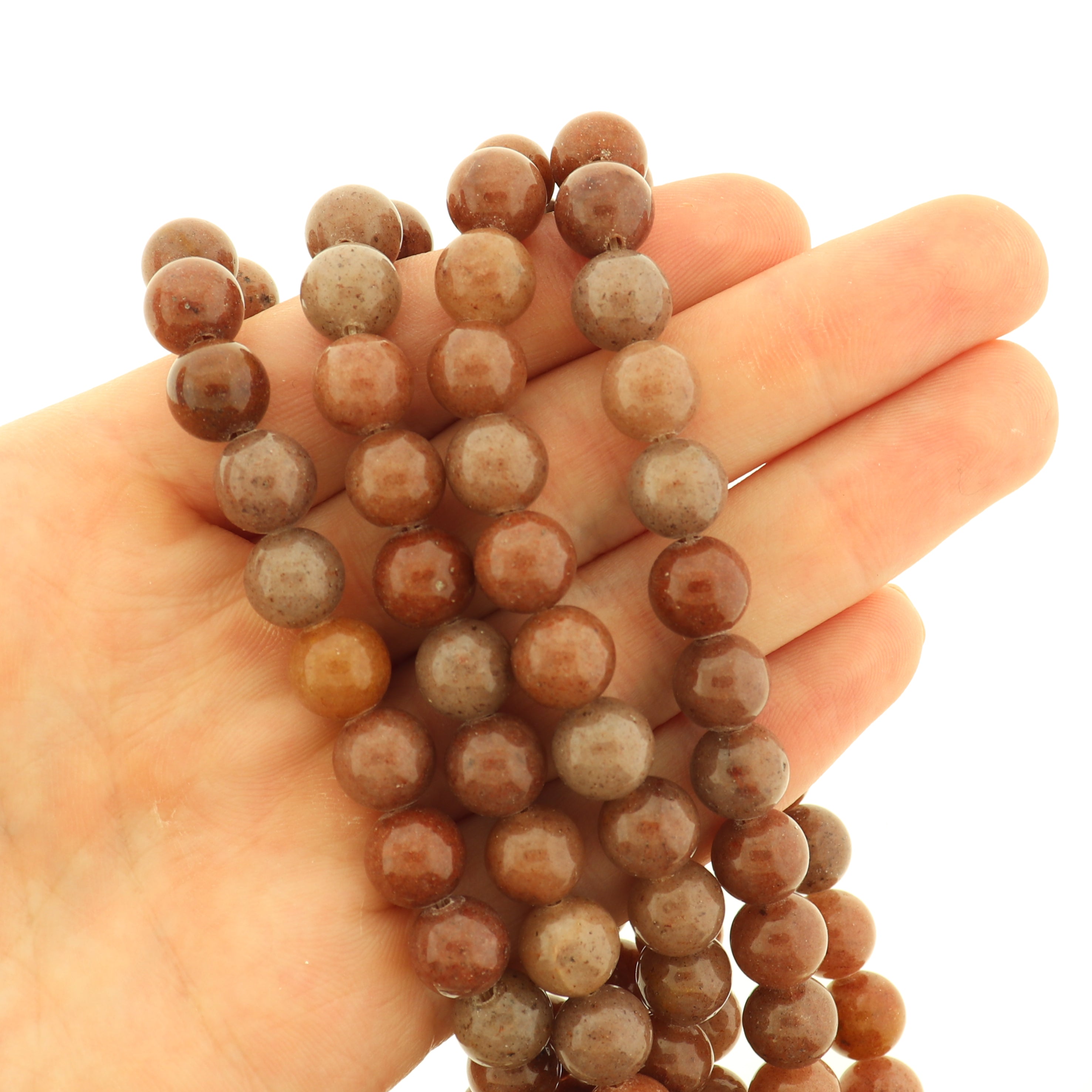 Round Natural Aventurine Beads 8mm or 10mm - Choose Your Size - Brown Tones - 1 Full 15.7" Strand - BD1786