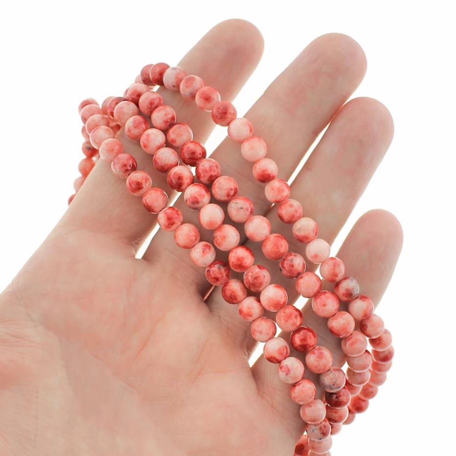 Round Natural Jade Beads - 6mm - Mottled Colors - 1 Strand 65 Beads - Choose Your Color!
