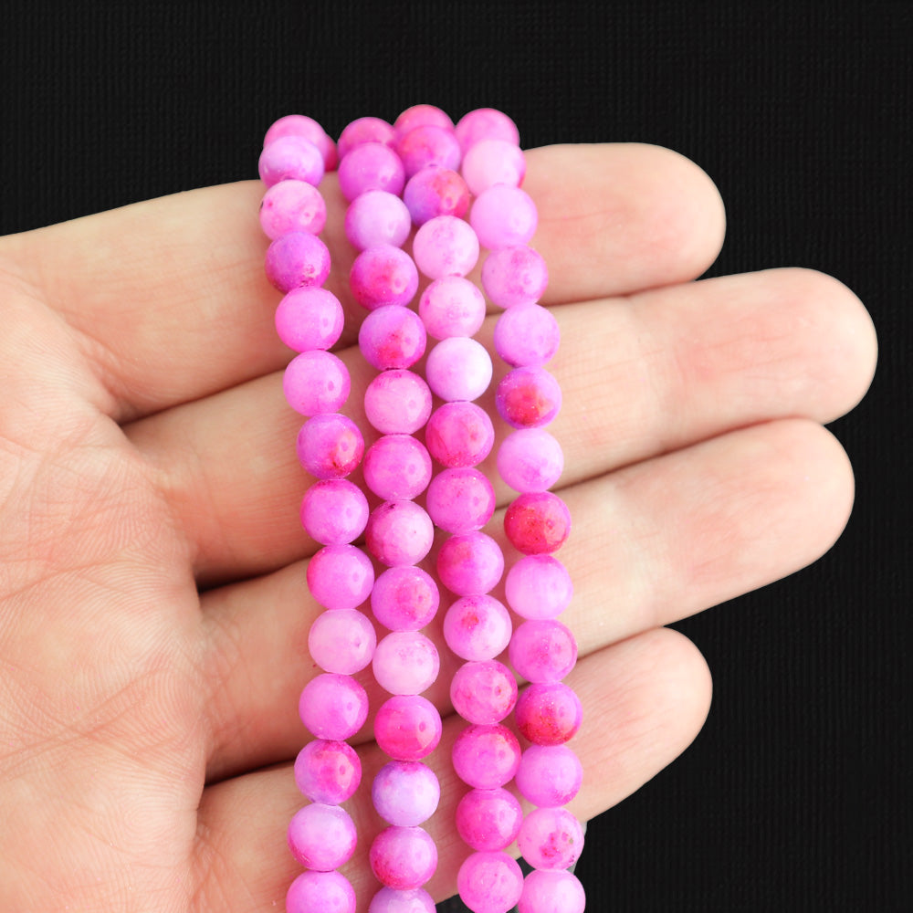 Round Natural Jade Beads - 6mm - Mottled Colors - 1 Strand 65 Beads - Choose Your Color!