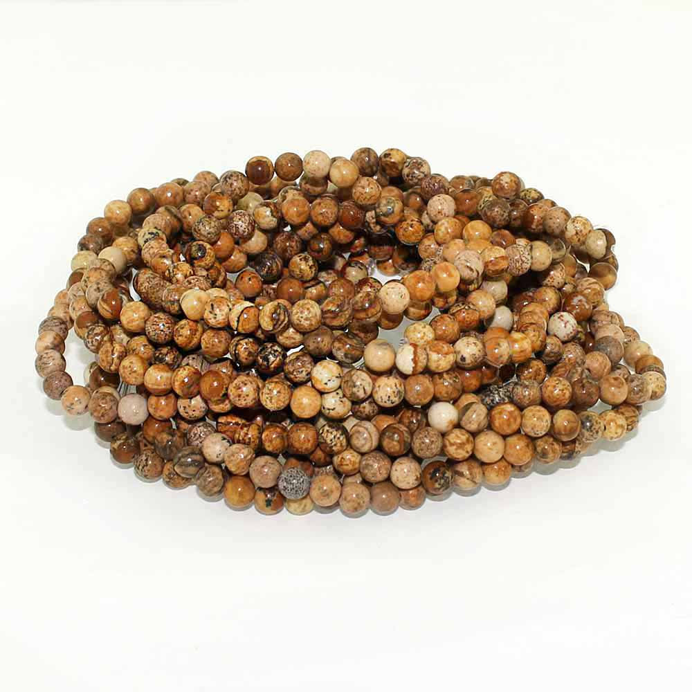 Round Natural Picture Jasper Beads 4mm - Earth Brown - 1 Strand 90 Beads - BD762
