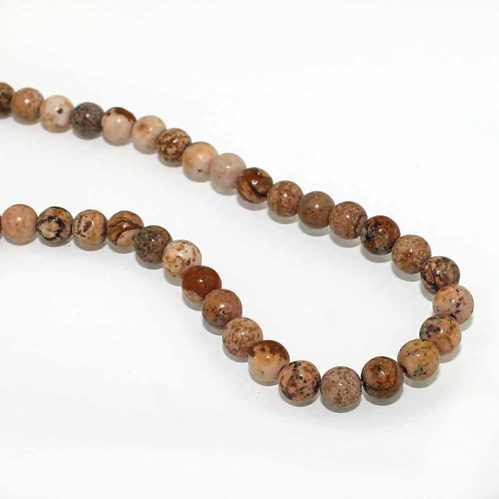 Round Natural Picture Jasper Beads 4mm - Earth Brown - 1 Strand 90 Beads - BD762