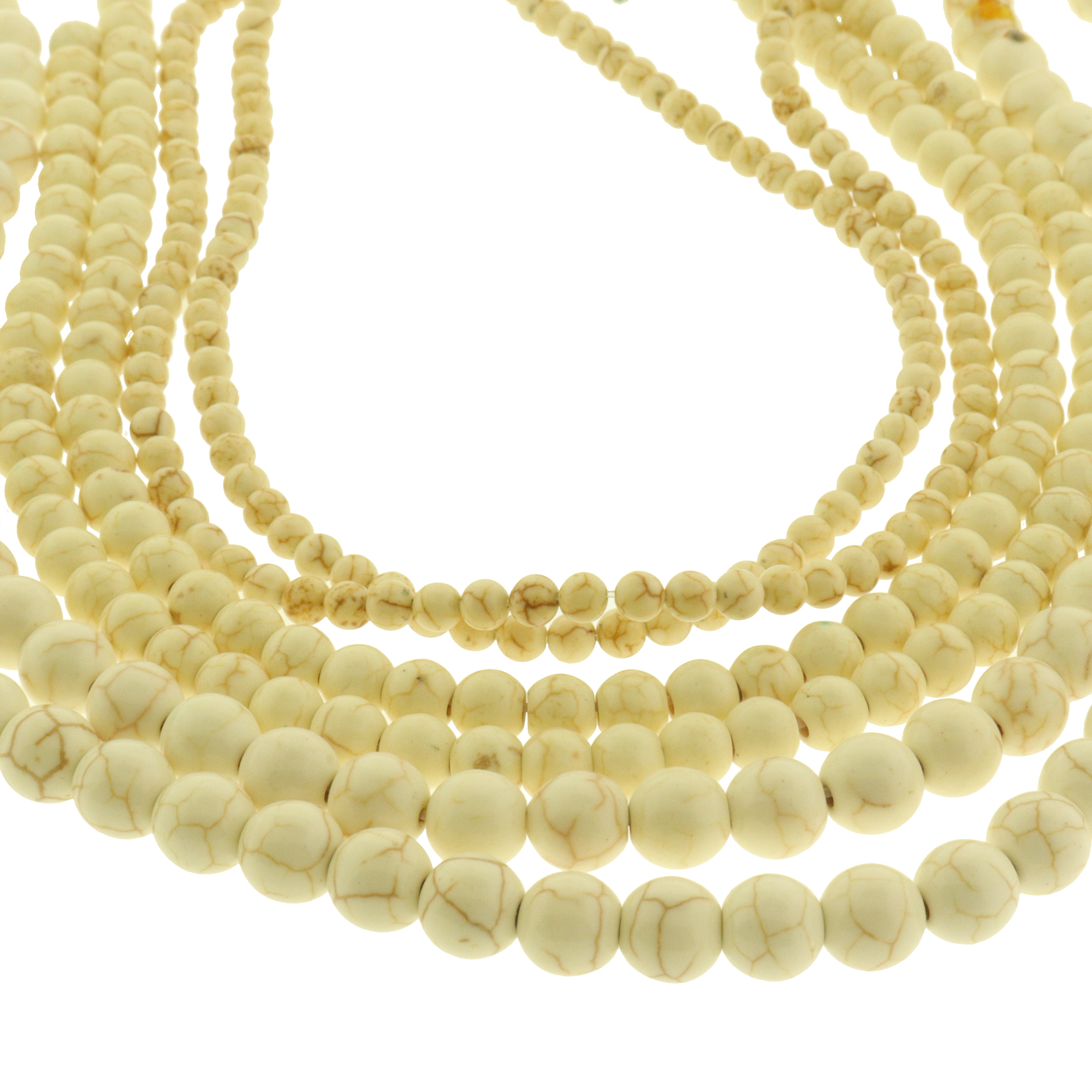 Round Natural White Turquoise Beads 4mm - 8mm - Choose Your Size - Ivory - 1 Full 15.5" Strand - BD3008
