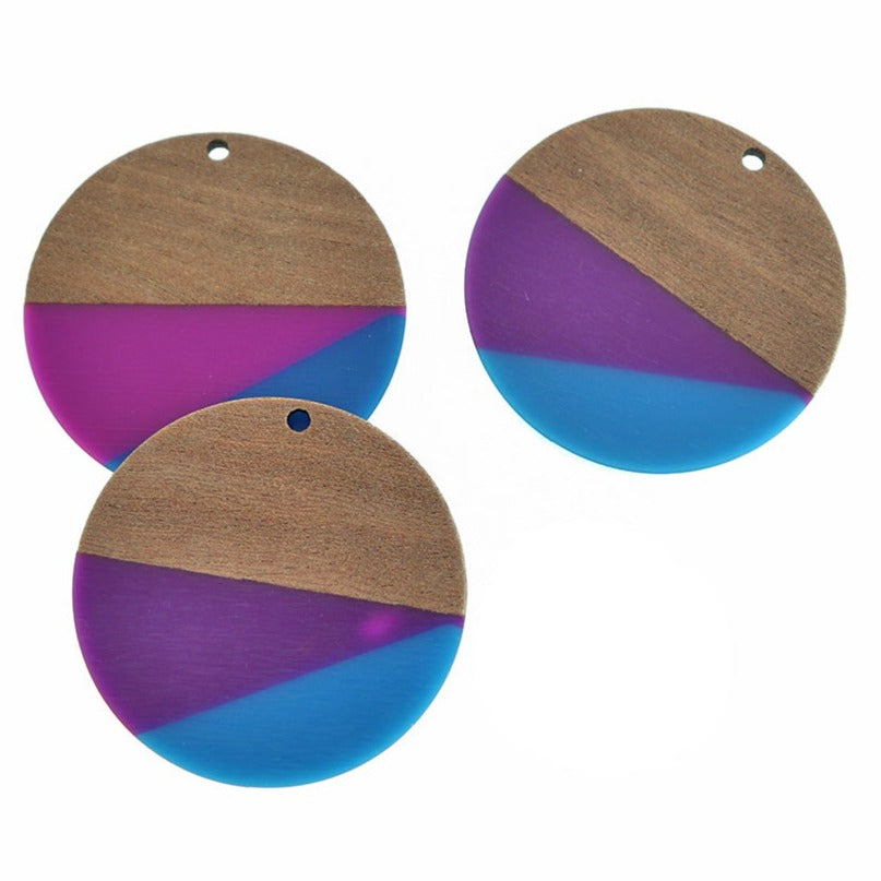 Round Natural Wood and Resin Charm - Choose Your Color!