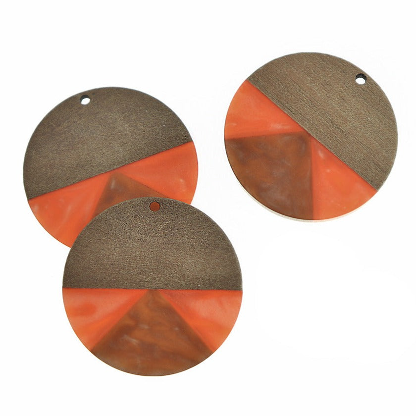 Round Natural Wood and Resin Charm - Choose Your Color!