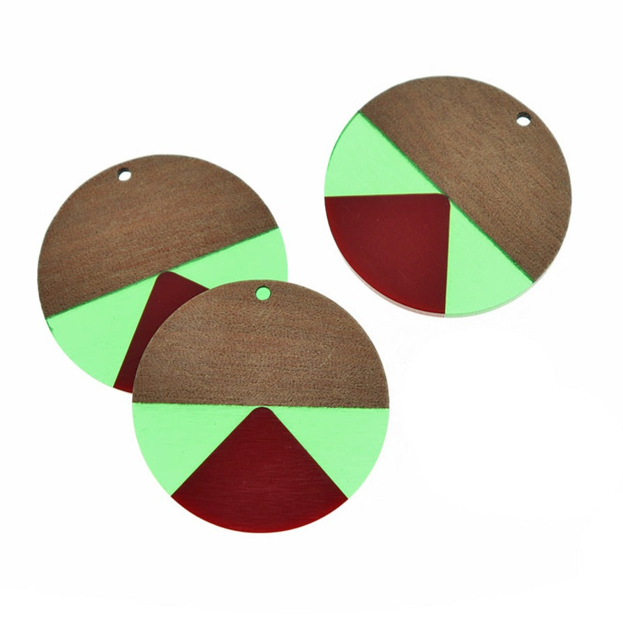 Round Natural Wood and Resin Charm - Choose Your Color!