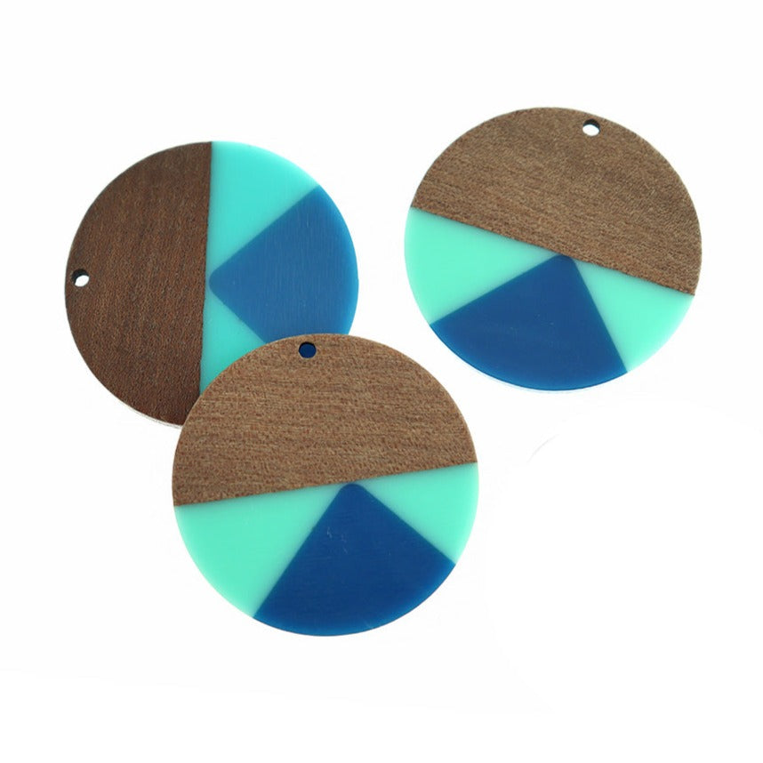 Round Natural Wood and Resin Charm - Choose Your Color!