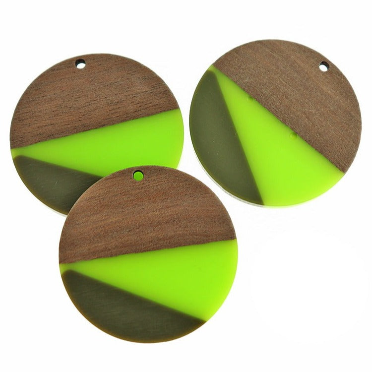Round Natural Wood and Resin Charm - Choose Your Color!