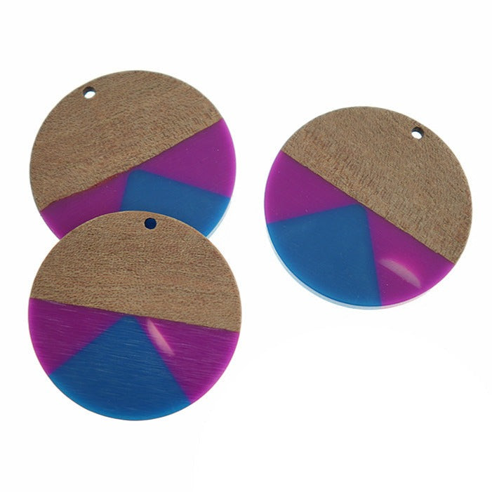 Round Natural Wood and Resin Charm - Choose Your Color!