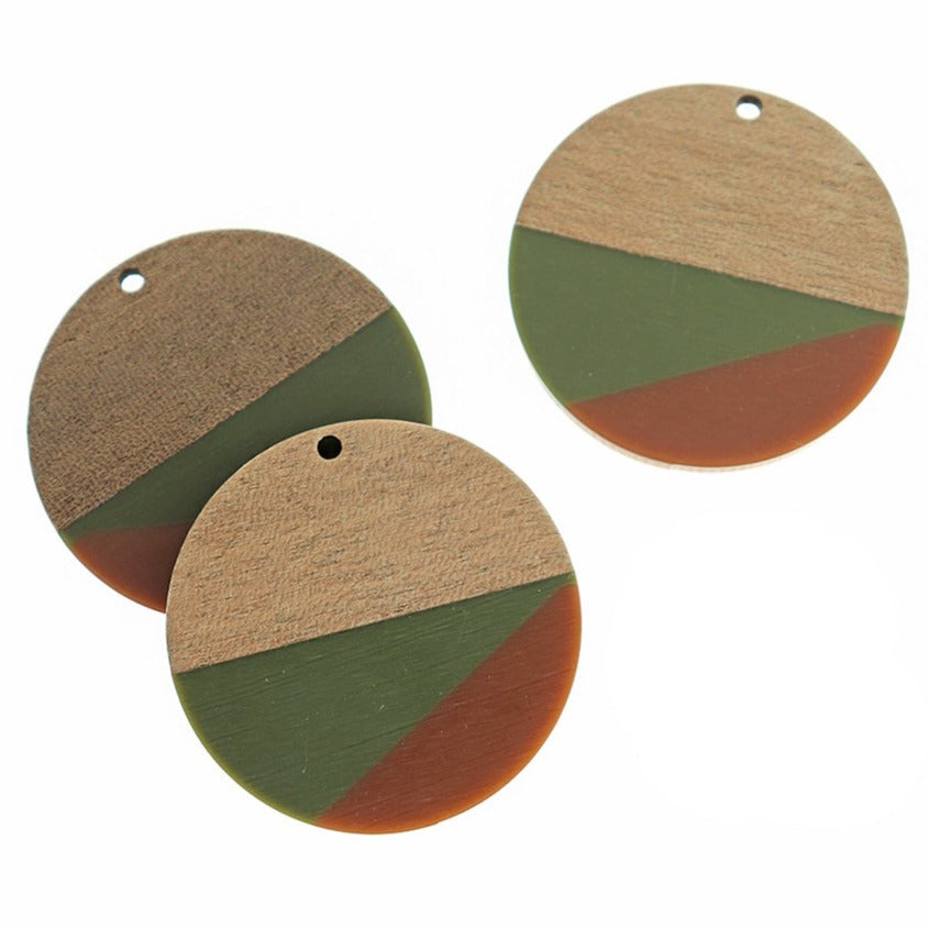 Round Natural Wood and Resin Charm - Choose Your Color!