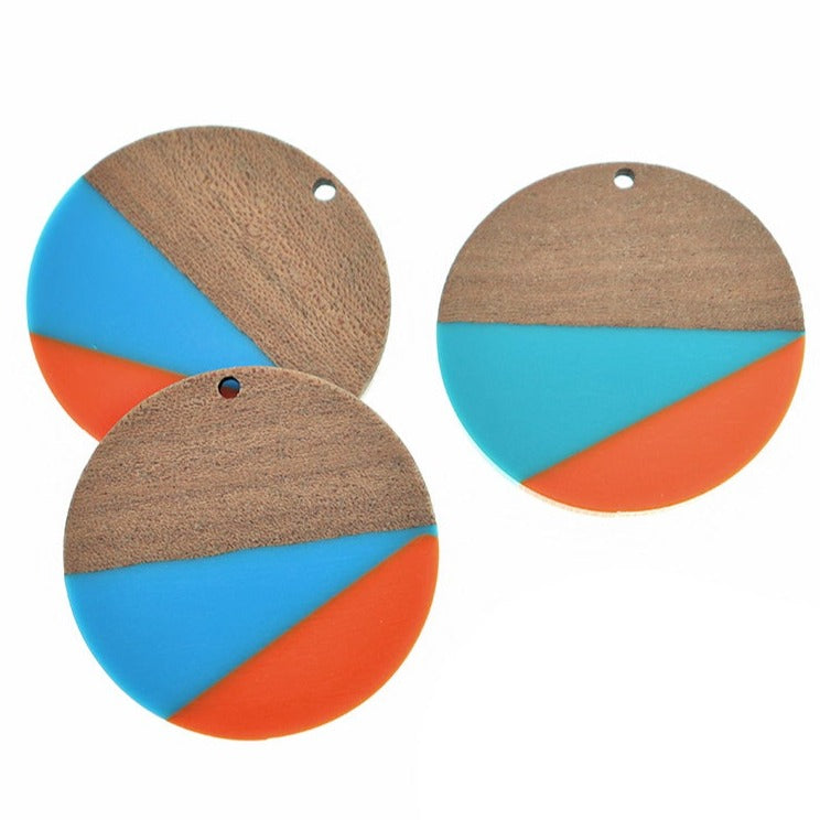 Round Natural Wood and Resin Charm - Choose Your Color!