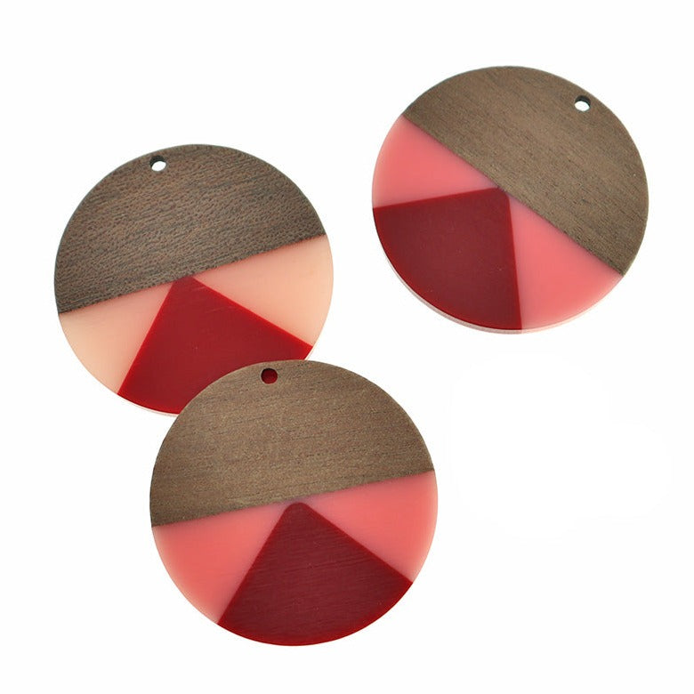 Round Natural Wood and Resin Charm - Choose Your Color!