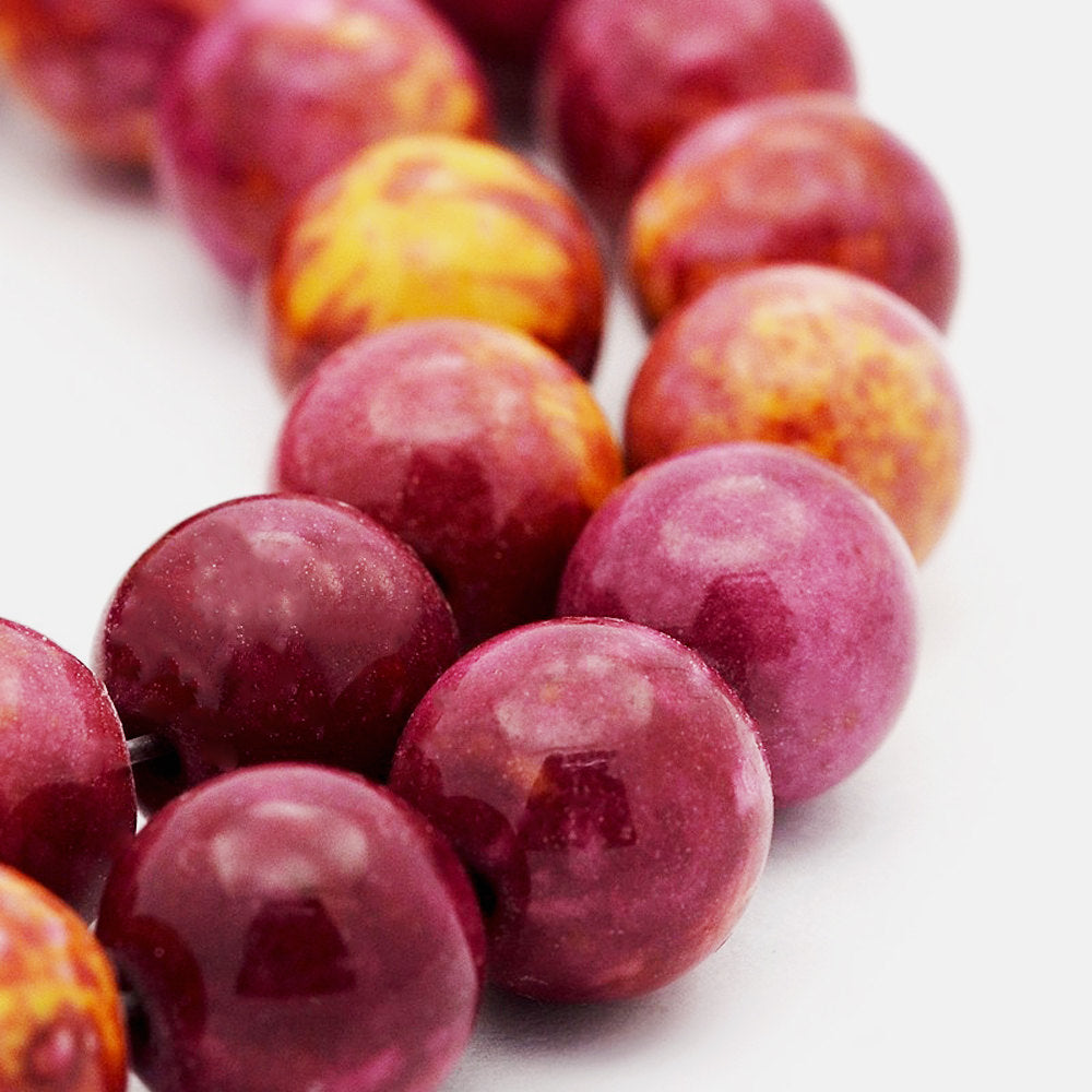 Perles de Jade Synthétiques Rondes 6mm - Sud-ouest - 1 Rang 64 Perles - BD940