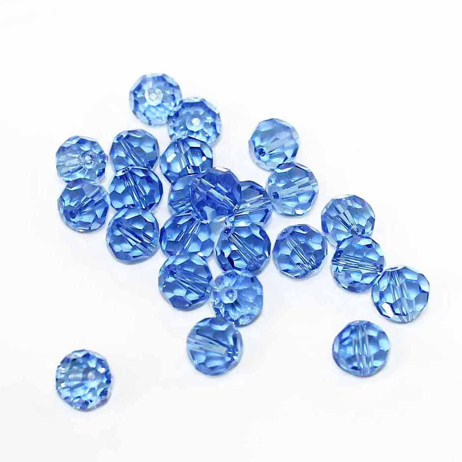 SALE 10 March Birthstone 8mm Beads Faceted Glass Aquamarine Color - LBD459