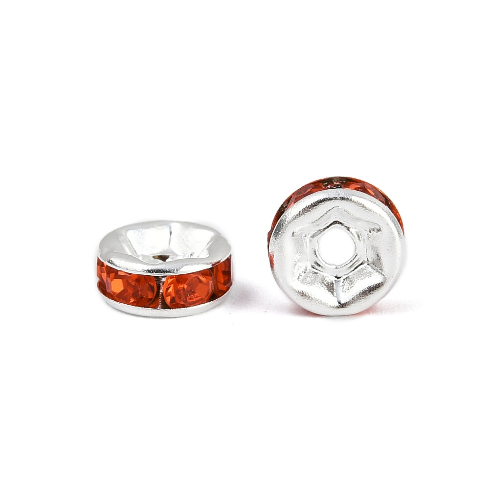 40 Rondelle 6mm Spacer Beads with Inset Rhinestones - Grade A - Choose Your Color!