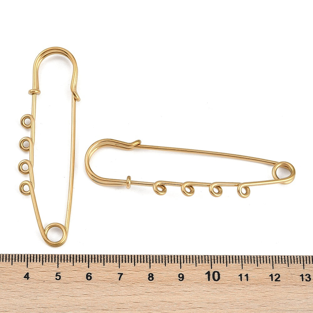 Safety Pin Brooch with Four Holes - Stainless Steel - Choose Your Color!