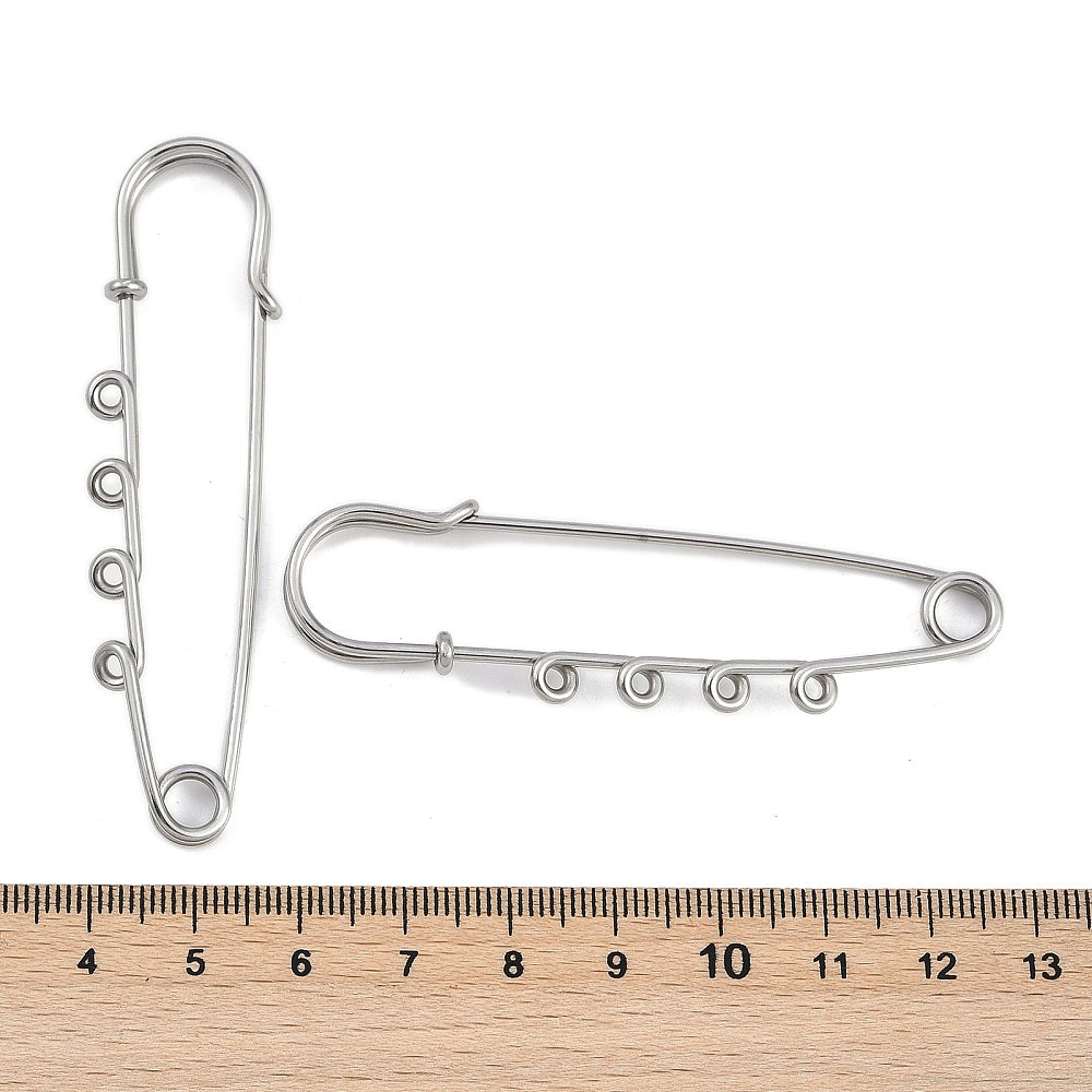 Safety Pin Brooch with Four Holes - Stainless Steel - Choose Your Color!