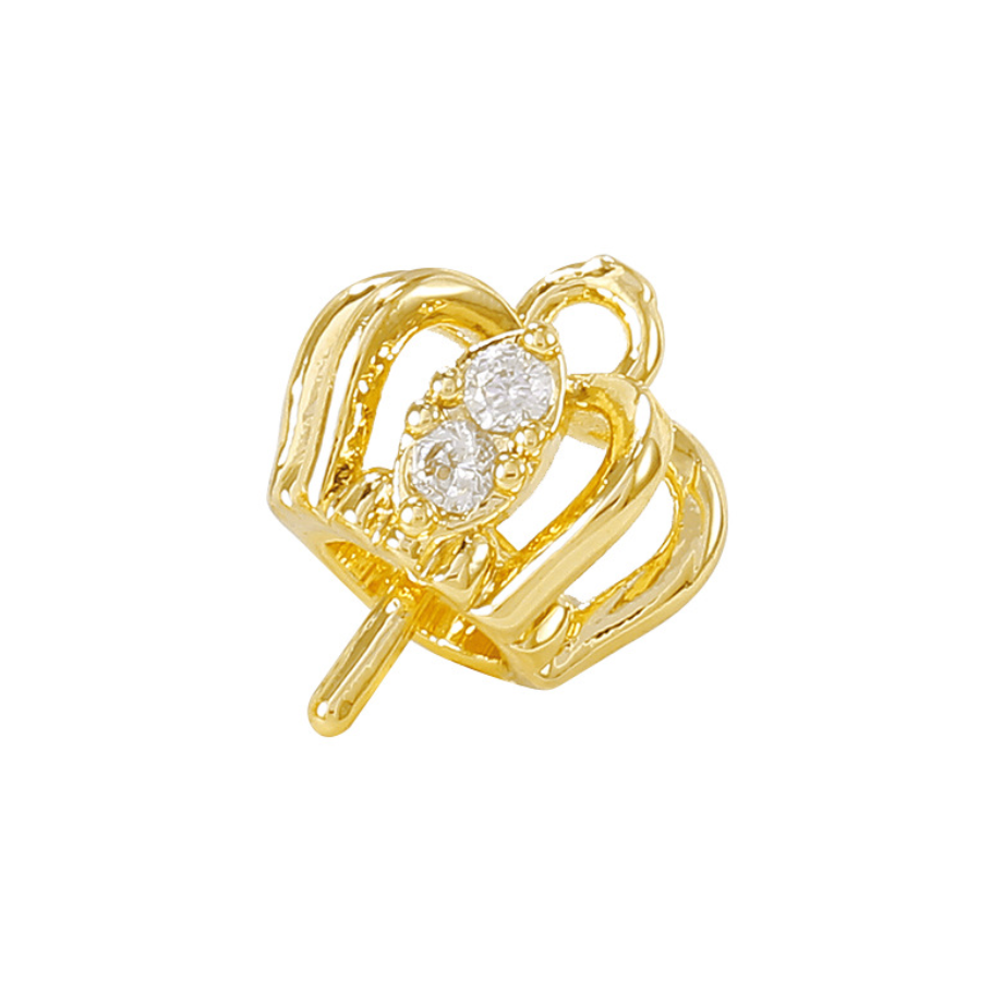 14k Crown Charm with Pin for Beads - 14k Gold Plated Brass - GLD976