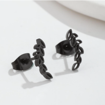 Stainless Steel Earrings - Open Leaf Studs - 12mm x 4mm - 2 Pieces 1 Pair - Choose Your Tone!