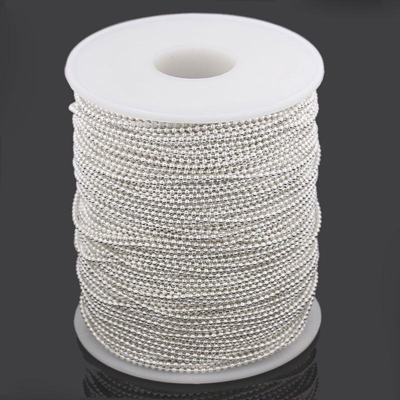 Silver Tone Ball Chain 24Ft - 1.5mm - 5 Meters - Z085