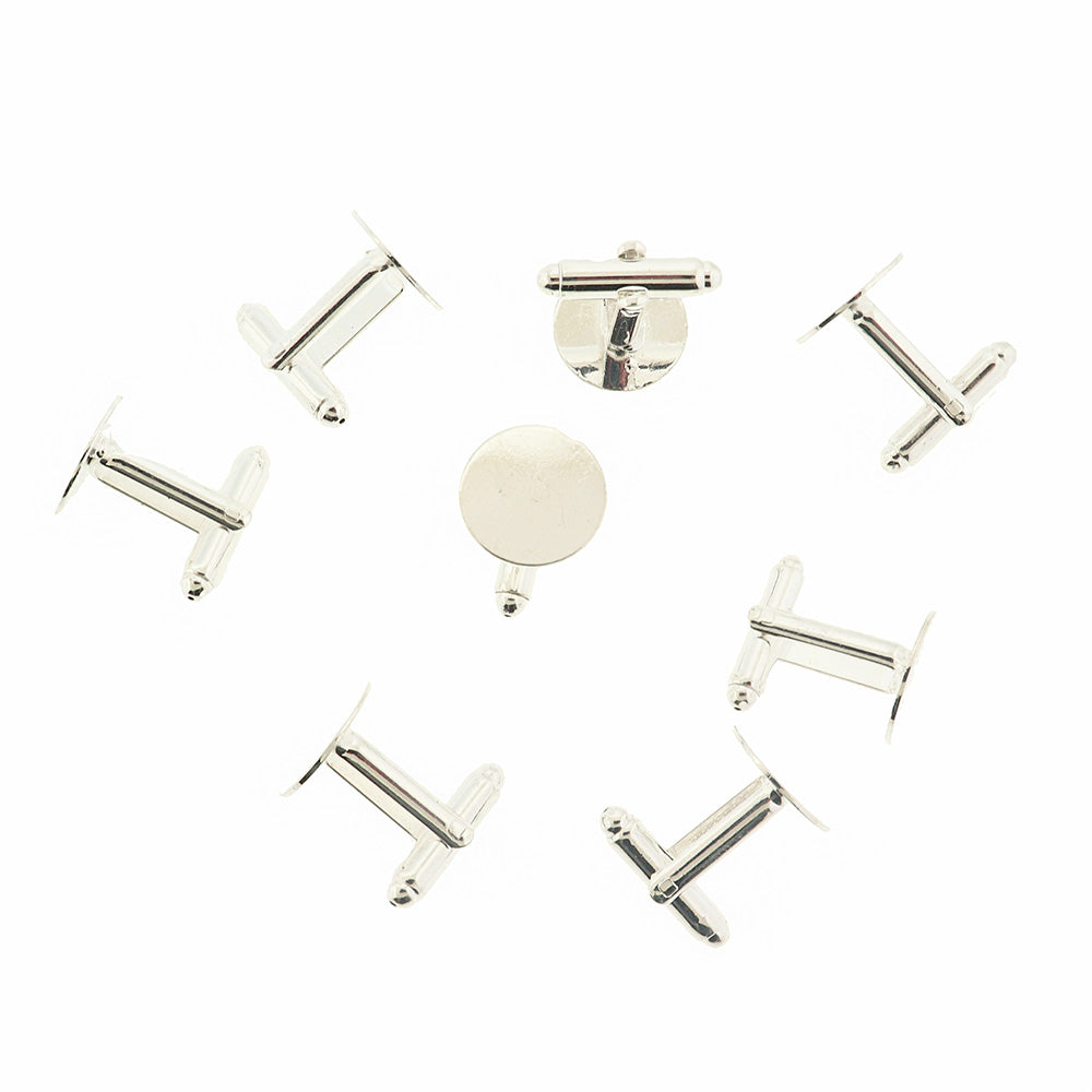 Silver Tone Cuff Links - 25mm x 14mm - 2 Pieces 1 Pair - Z027