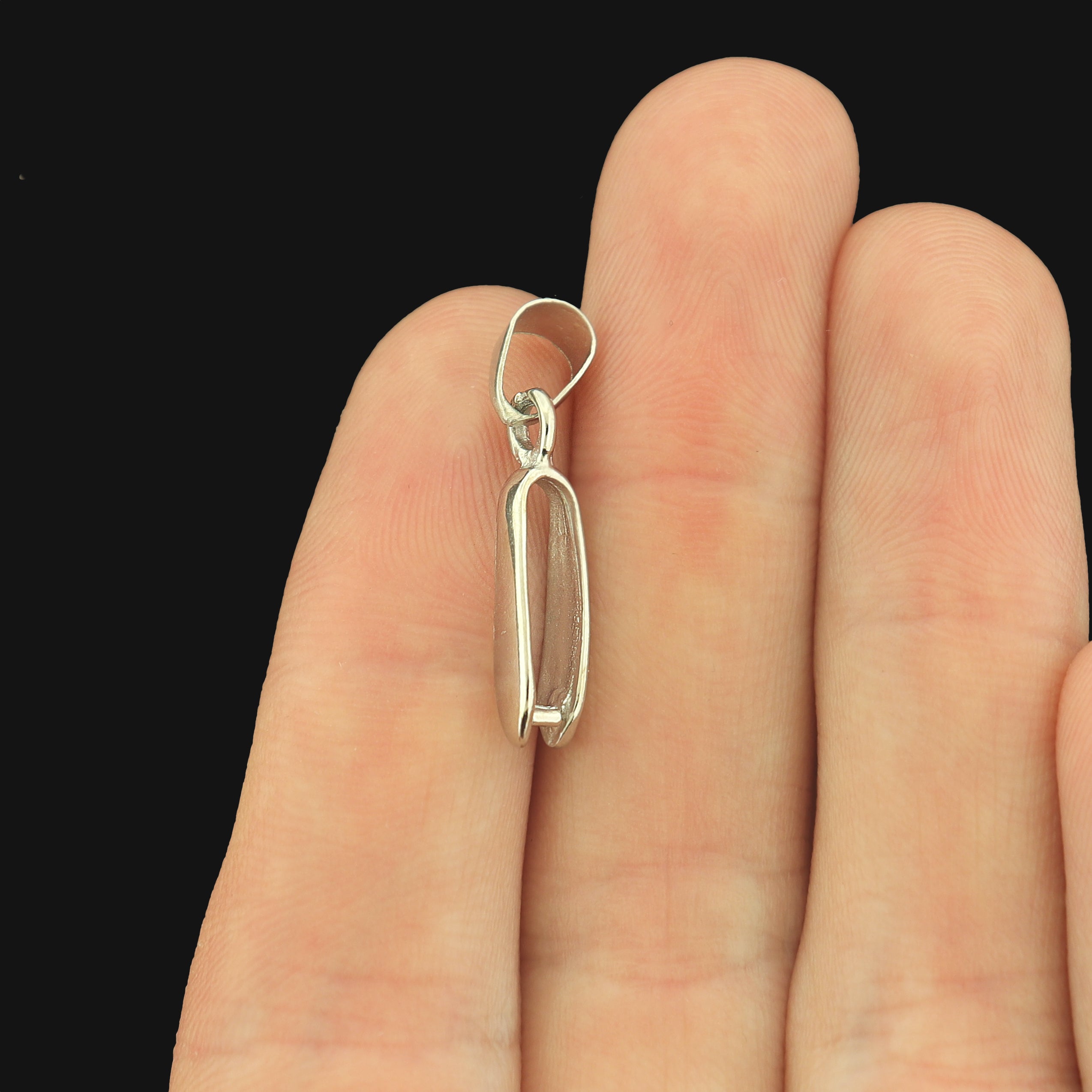 Bélière argentée - 25 mm x 11 mm - 5 pièces - FD208