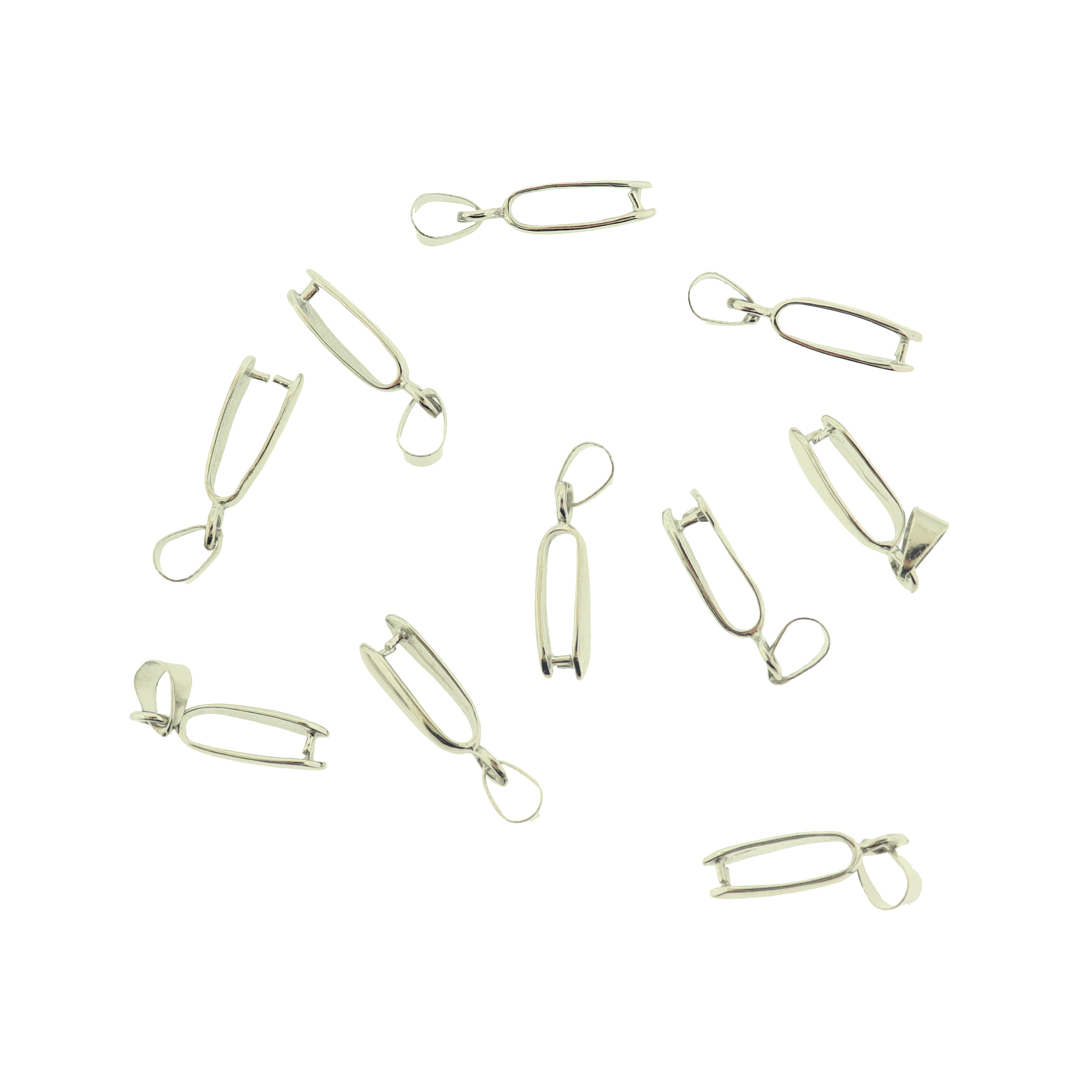 Silver Tone Pinch Bail - 25mm x 11mm - 5 Pieces - FD208