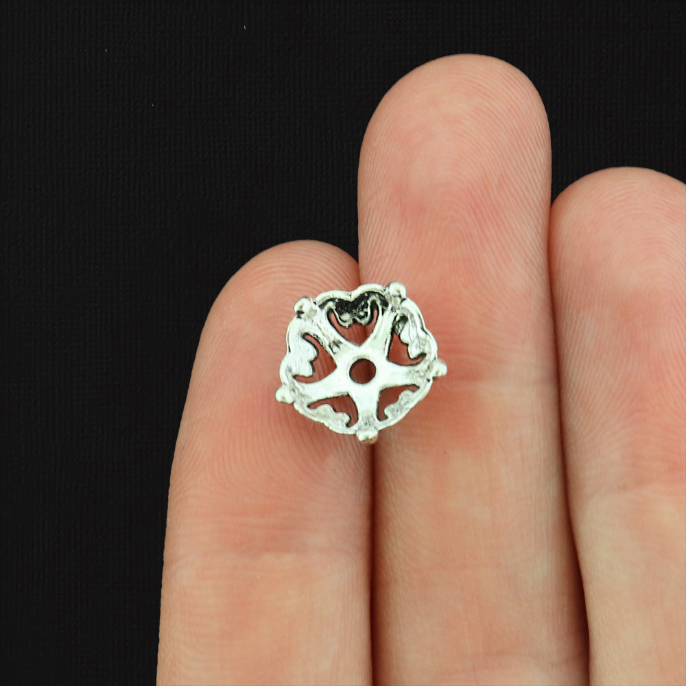 Silver Tone Zinc Alloy Bead Caps - 12mm - 25 Pieces - SC726