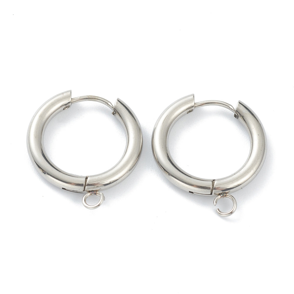 Boucles d'oreilles créoles en acier inoxydable - Fermoir arrière 40 mm - 2 pièces 1 paire - Z105