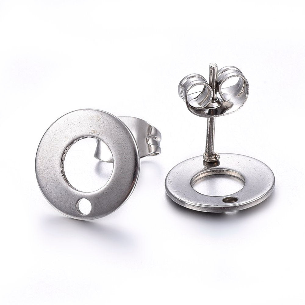 Boucles d'oreilles créoles en acier inoxydable - Fermoir arrière 40 mm - 2 pièces 1 paire - Z105