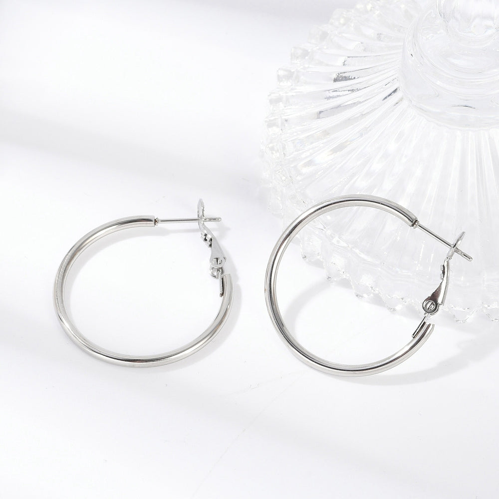 Stainless Steel Hoop Earrings - 1 Pair - Choose Your Size & Tone!